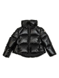 Giubbino imbottita per bambina Moncler Enfant nero con logo-patch – Accessorio premium elegante