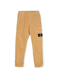 Pantaloni affusolati con applicazione Compass per bambino Stone Island Junior beige con velluto a coste – Accessorio premium elegante
