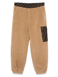 Pantaloni per bambino Fendi Kids beige con vita e tasca con monogramma FF – Accessorio premium elegante