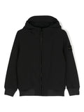 Giacca con cappuccio per bambino Stone Island Junior nero con finitura in rilievo – Accessorio premium elegante