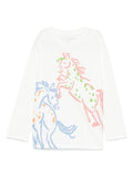 T-shirt con stampa illustrazione per bambina Stella McCartney Kids bianca con maniche lunghe – Accessorio premium elegante