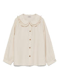 Camicia di piastrelle per bambina Donsje beige con polsini con bottoni – Accessorio premium elegante