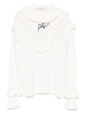 Maglione per bambina Philosophy Di Lorenzo Serafini Kids bianco con ricamo e ruches – Accessorio premium elegante