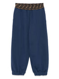 Pantaloni sportivi per bambina Fendi Kids blu con elastico con monogramma FF – Accessorio premium elegante