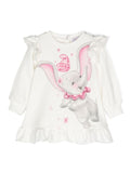 Abito per neonata Monnalisa x Disney bianco con dettagli ruches – Accessorio premium elegante