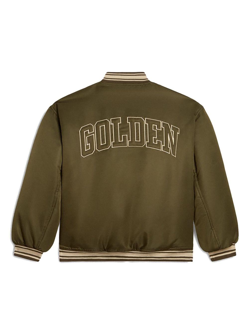 Bomber per bambino Golden Goose Kids Journey marrone con bordo a righe