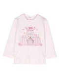 T-shirt St. Circus con stampa grafica per neonata Monnalisa rosa con decorazione con strass – Accessorio premium elegante