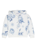 Felpa per bambina Monnalisa bianco a fiori con zip – Accessorio premium elegante