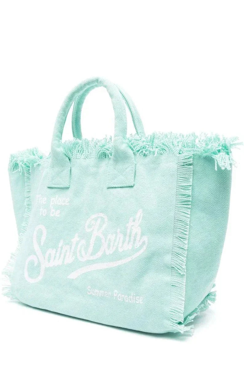 Borsa Vanity in canvas acqua