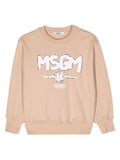 Felpa con logo per bambino MSGM Kids beige con fodera in pile – Accessorio premium elegante