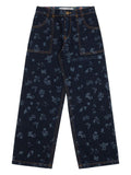 Jeans dritti per bambina Philosophy Di Lorenzo Serafini Kids in denim a fiori – Accessorio premium elegante
