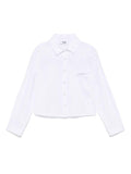 Camicia con ricamo per bambina MSGM Kids bianca con logo sul petto – Accessorio premium elegante