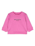 Felpa con logo goffrato per neonata Balmain Kids rosa con trama jersey – Accessorio premium elegante
