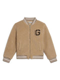 Bomber per bambina Golden Goose Kids beige con applicazione logo sul petto