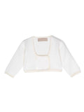 Cardigan doppiopetto per neonata La Stupenderia bianco con scollo quadrato – Accessorio premium elegante