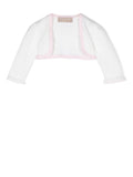 Cardigan crop per neonata La Stupenderia bianco con ruches – Accessorio premium elegante