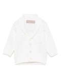 Cardigan in cashmere per neonato La Stupenderia bianco con chiusura frontale con bottoni revers – Accessorio premium elegante