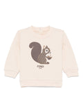 Felpa per neonato Fendi Kids beige con stampa scoiattolo logato – Accessorio premium elegante