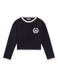 Top per bambina Dolce & Gabbana Kids blu a coste con logo – Accessorio premium elegante