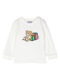 T-shirt per neonati Moschino Kids bianco con stampa Teddy Bear – Accessorio premium elegante