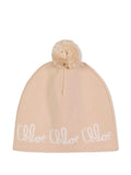 Berretto per bambina Chloé Kids beige con logo ricamato – Accessorio premium elegante