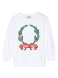 Felpa per bambina Moschino Kids bianco con stampa logo sul davanti – Accessorio premium elegante
