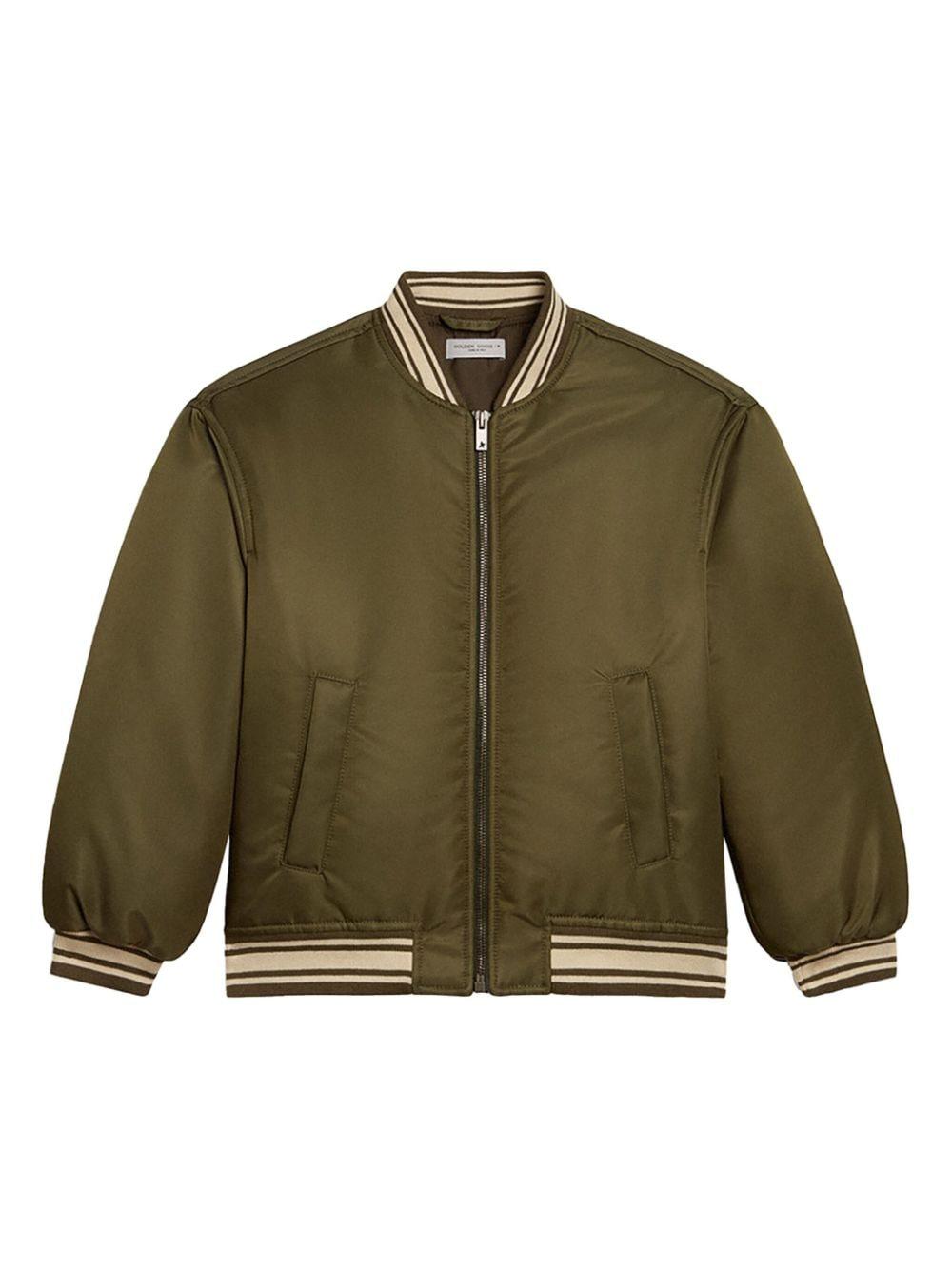 Bomber per bambino Golden Goose Kids Journey marrone con bordo a righe