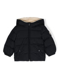 Giubbino Amir per neonato Moncler Enfant blu con collo a imbuto – Accessorio premium elegante