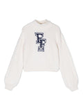 Maglione con logo a intarsi per bambina Elisabetta Franchi La Mia Bambina bianco con collo alto – Accessorio premium elegante
