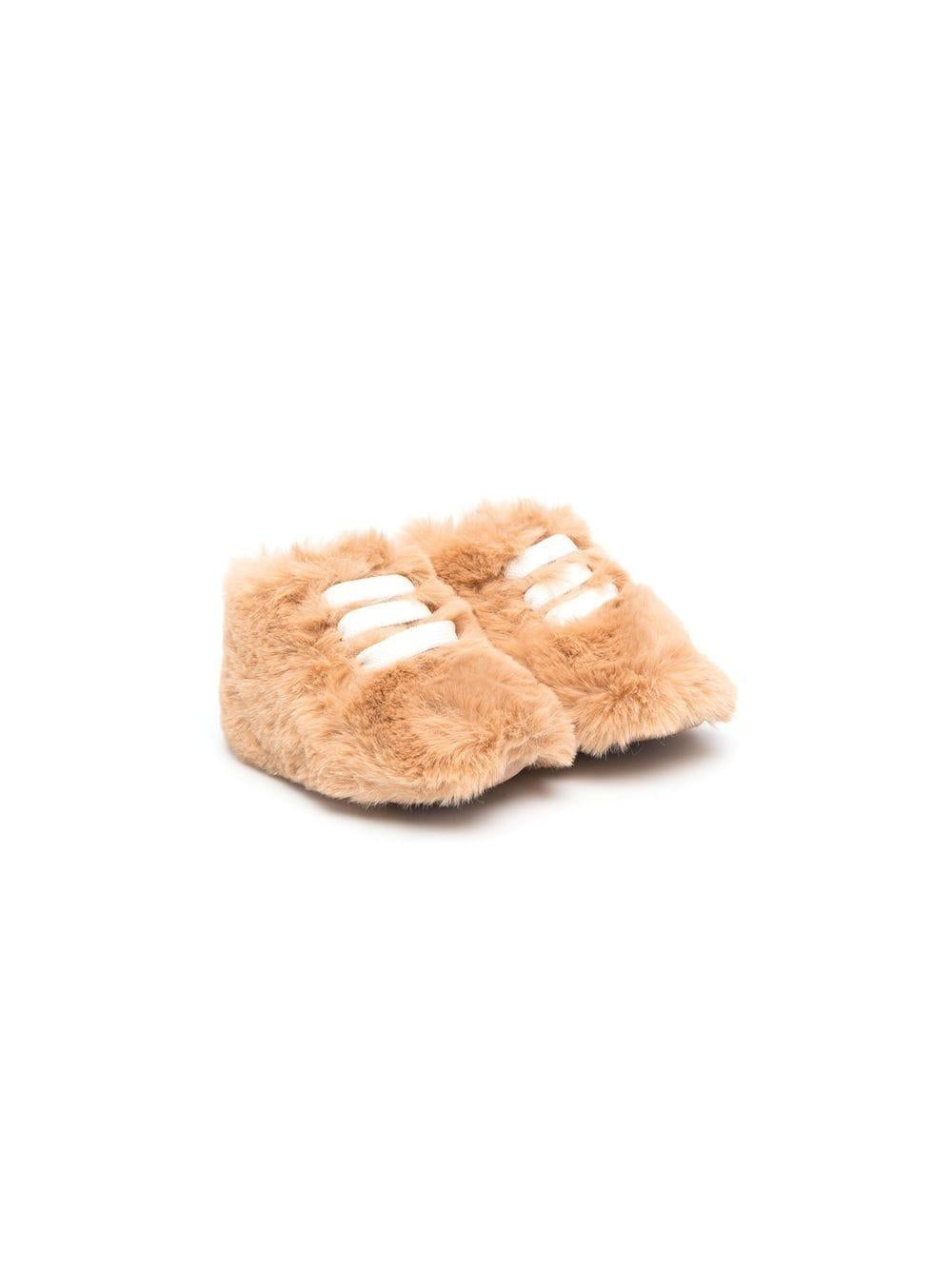 Scarpine primi passi per neonati Montelpare Tradition beige in finta pelliccia