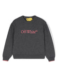 Maglione Big Bookish per bambina Off-White Kids grigio con effetto mélange – Accessorio premium elegante