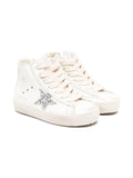 Sneakers alte per bambina Golden Goose Kids bianco con stelle glitterate