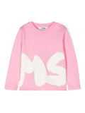 T-shirt rosa per bambina a maniche lunghe con stampa bianca MSGM maxi – Accessorio premium elegante