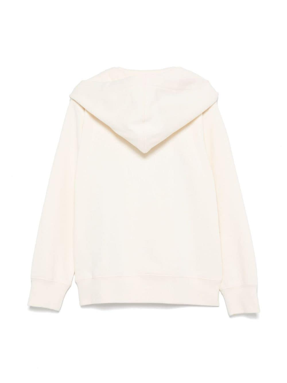 Felpa per bambino Golden Goose Kids beige con cappuccio e applicazione sul davanti