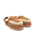 Ciabatte per bambina Mou Kids beige con logo color oro – Accessorio premium elegante