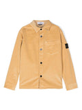 Giacca-camicia con applicazione Compass per bambino Stone Island Junior giallo con velluto a coste – Accessorio premium elegante