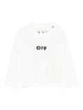 T-shirt per neonato Off-White Kids bianca con logo stampato e maniche lunghe – Accessorio premium elegante