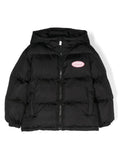 Piumino con applicazione per bambina Off-White Kids nero con orli elasticizzati – Accessorio premium elegante