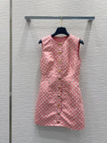 LV 25 White Logo Vest  Dress Pink Cotton Wool – Accessorio premium elegante