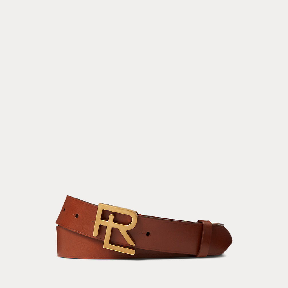 Cintura RL in pelle di vacchetta — Color cuoio