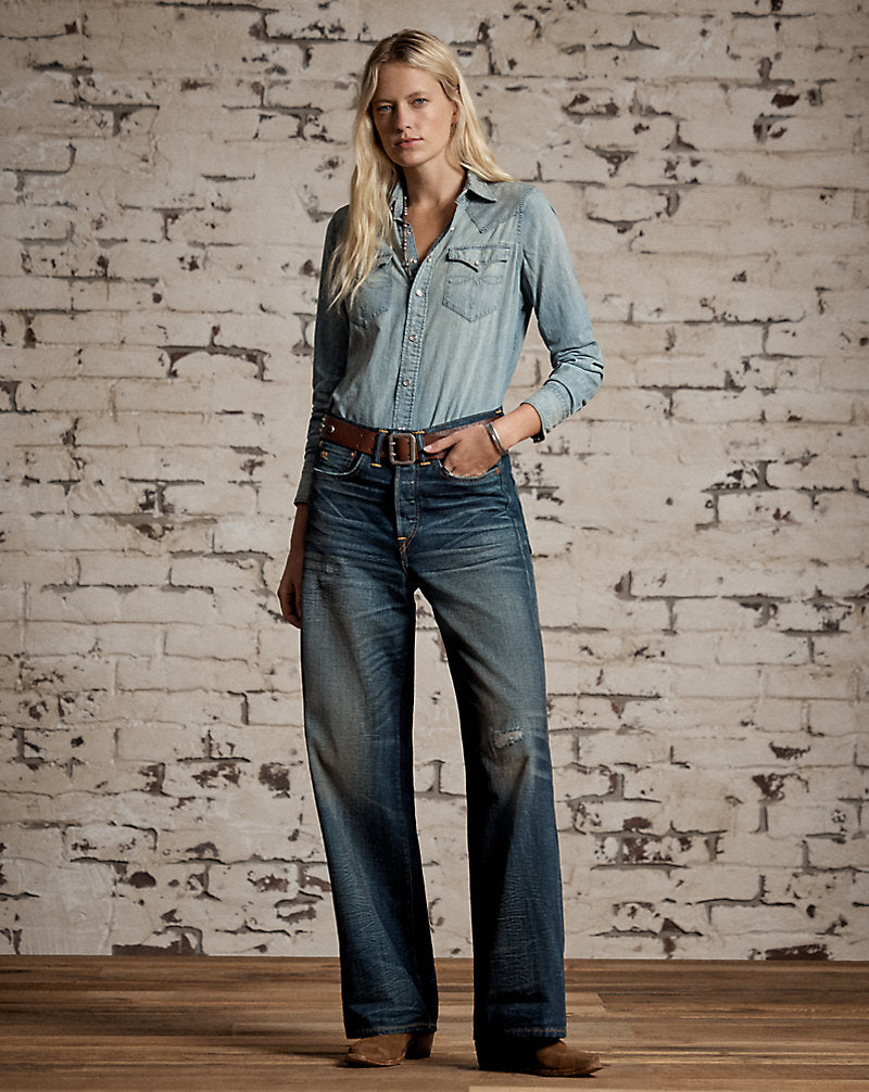 Camicia western in denim — Trattamento medio