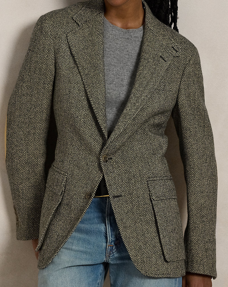 Giacca RL67 in tweed a spina di pesce — Nero e panna