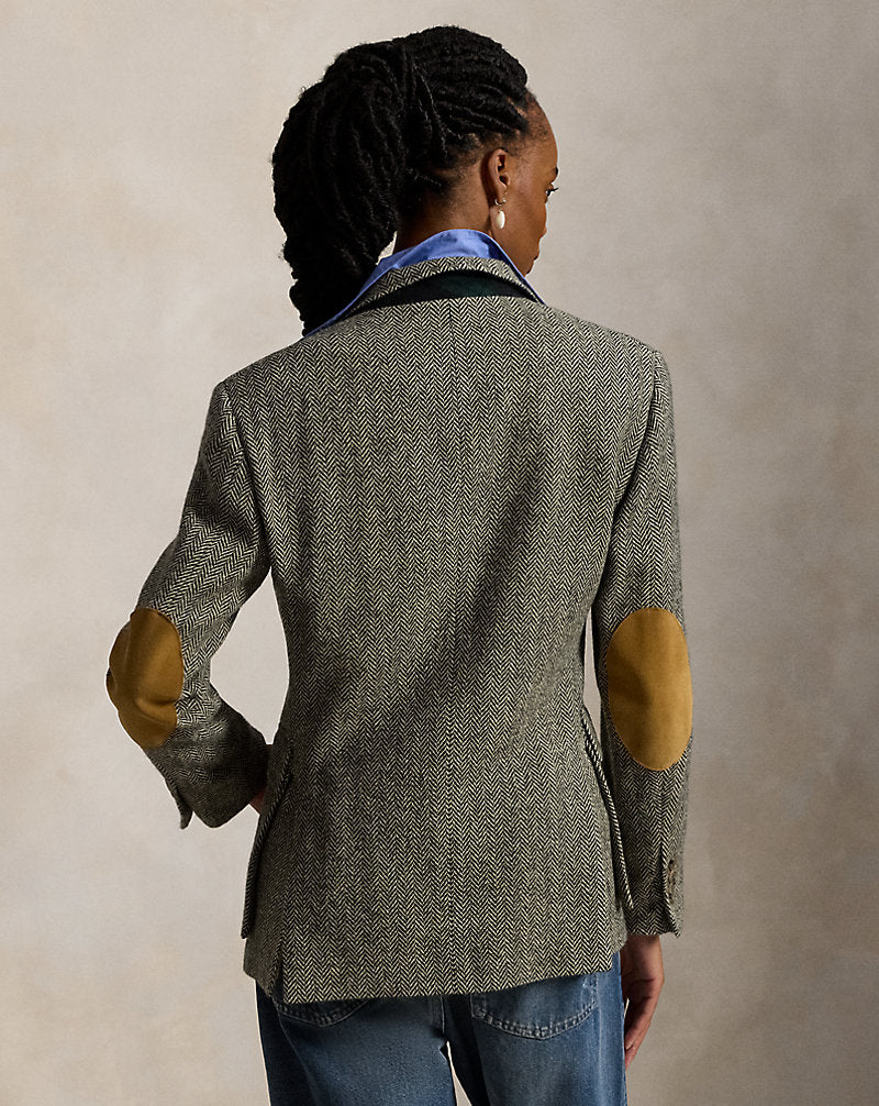 Giacca RL67 in tweed a spina di pesce — Nero e panna
