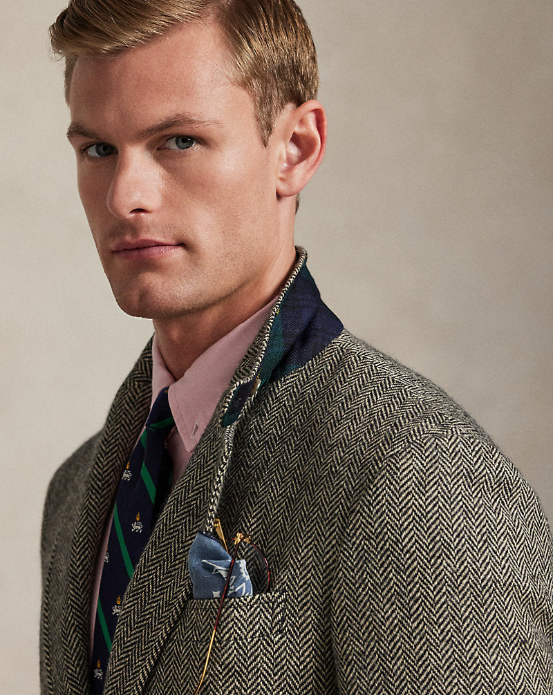 Giacca RL67 in tweed a spina di pesce — Nero e panna