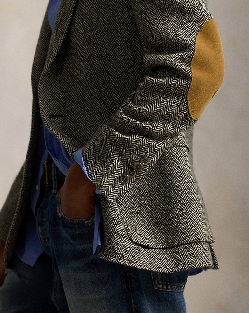 Giacca RL67 in tweed a spina di pesce — Nero e panna