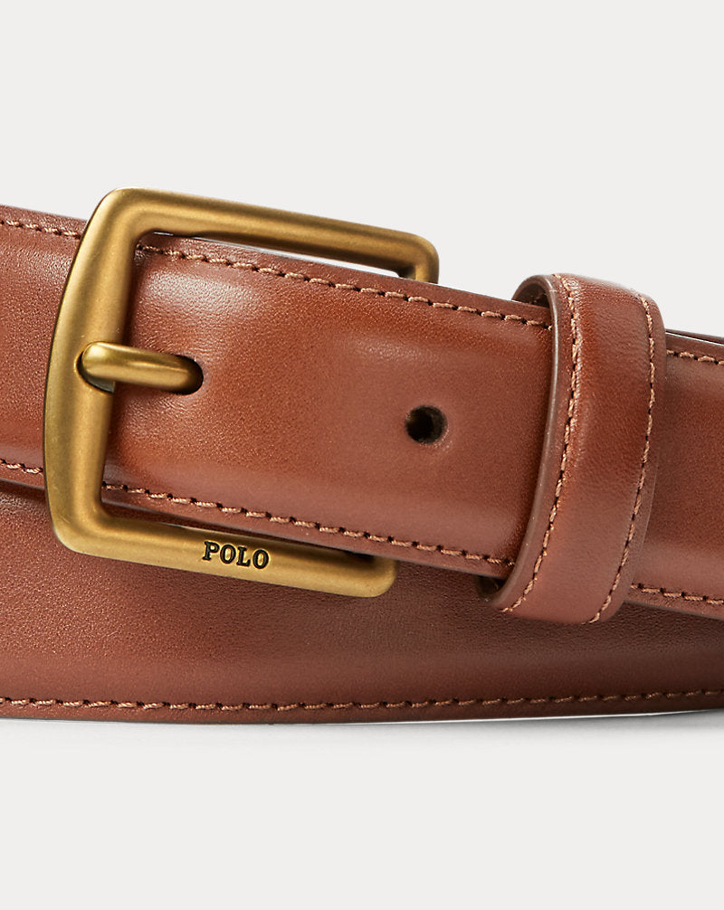 Cintura elegante in pelle pieno fiore — Marrone