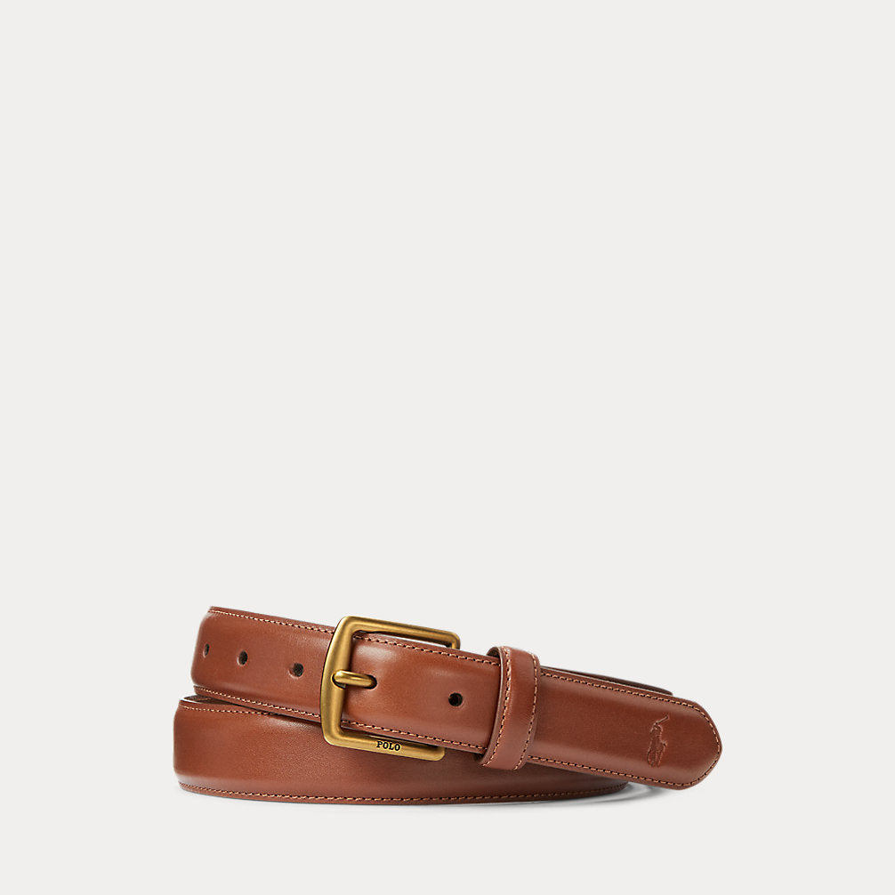 Cintura elegante in pelle pieno fiore — Marrone