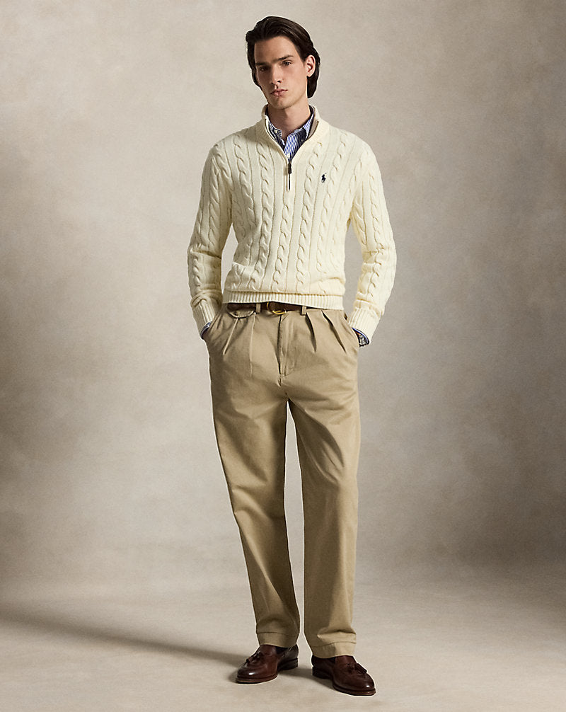 Maglia in cotone a trecce con cerniera — Panna Andover