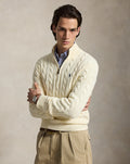 Maglia in cotone a trecce con cerniera — Panna Andover