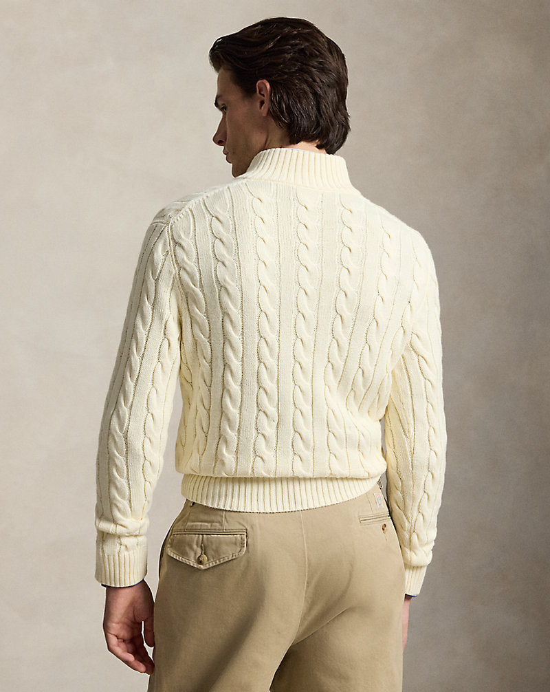 Maglia in cotone a trecce con cerniera — Panna Andover